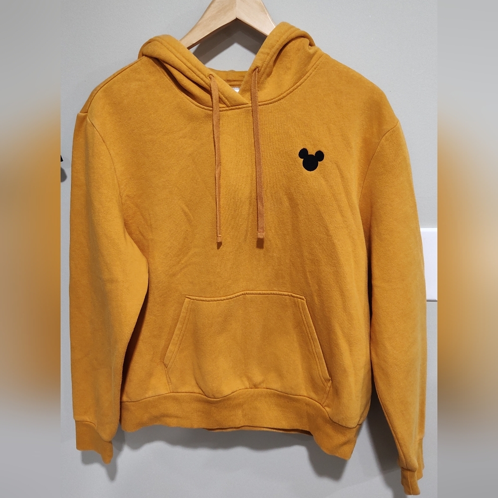 Divided H&M Gold Hoodie Sweatshirt with Pockets And Disney Mickey Logo, Size L